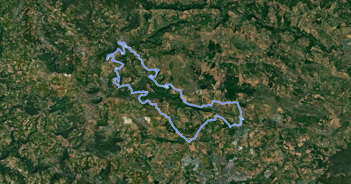 Маршрут Circuit 13 La cuvée du Vallon на спутниковом снимке