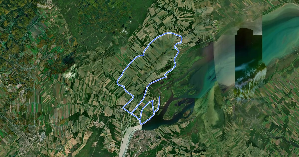 Маршрут Circuit cyclable des îles de Berthier на спутниковом снимке