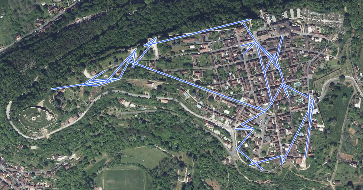 Маршрут Circuit découverte de Domme на спутниковом снимке