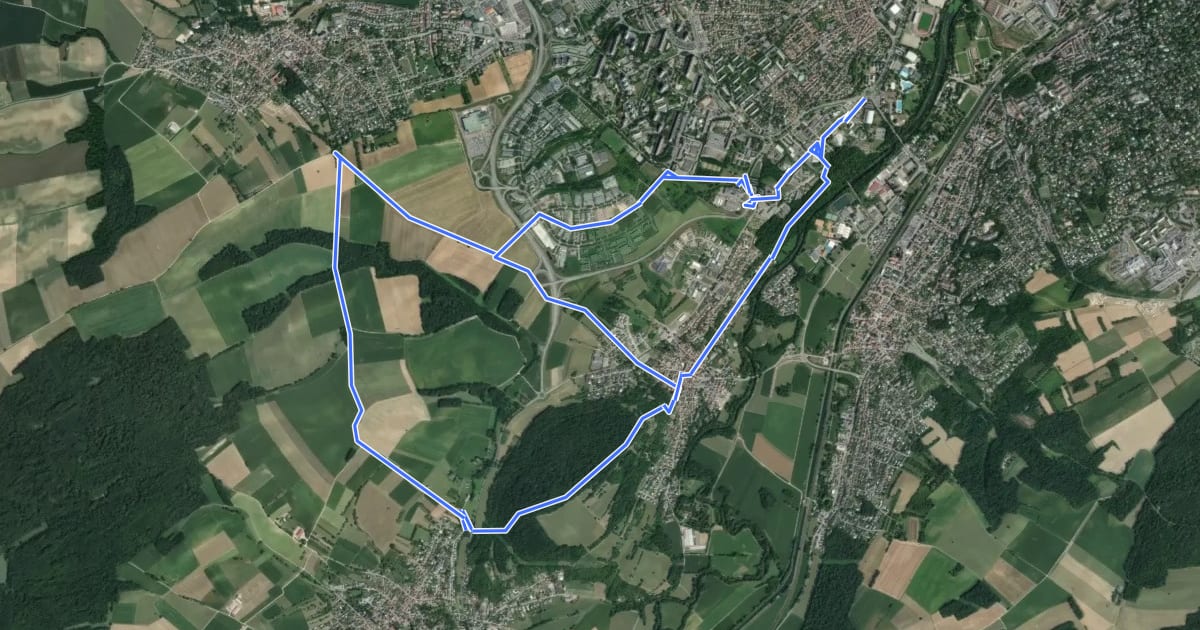 Маршрут Circuit de la Porte sud-ouest - Mulhouse на спутниковом снимке