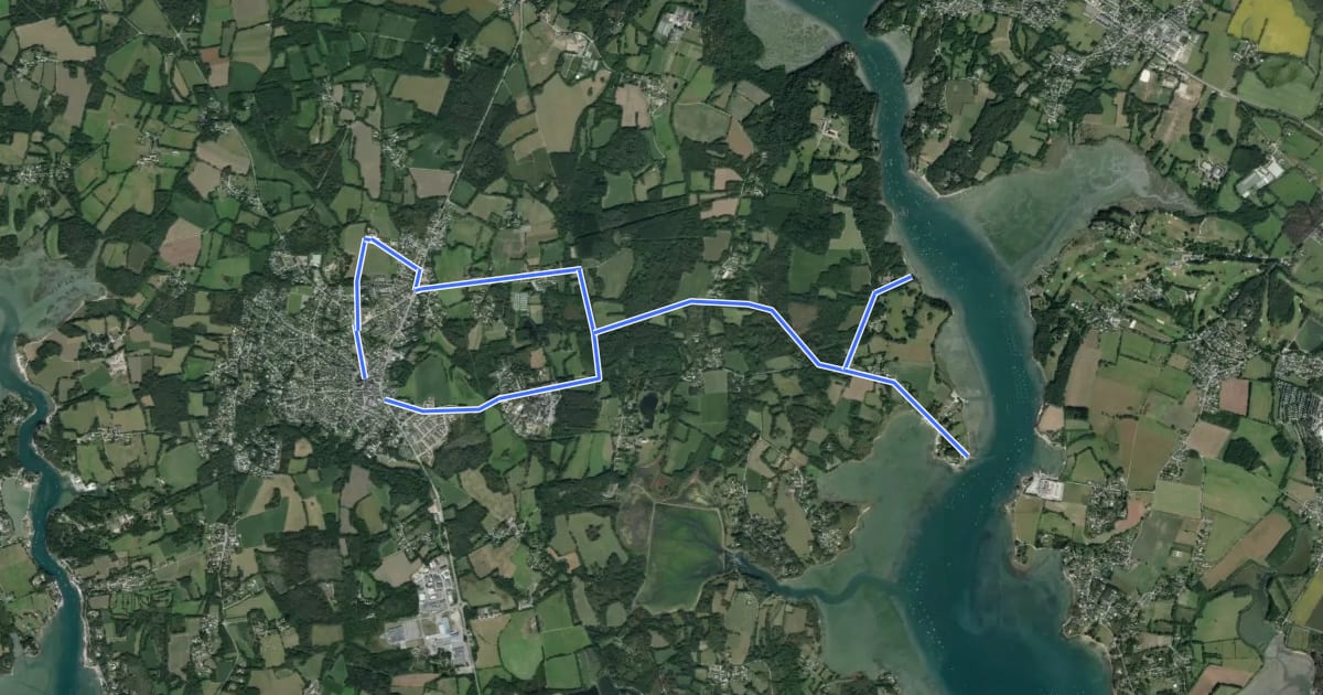 Маршрут Circuit de la Rivière d'Auray на спутниковом снимке