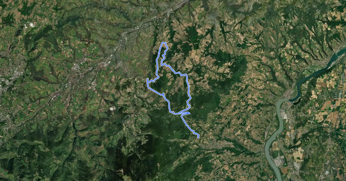 Маршрут Circuit de Sainte-Croix-en-Jarez на спутниковом снимке