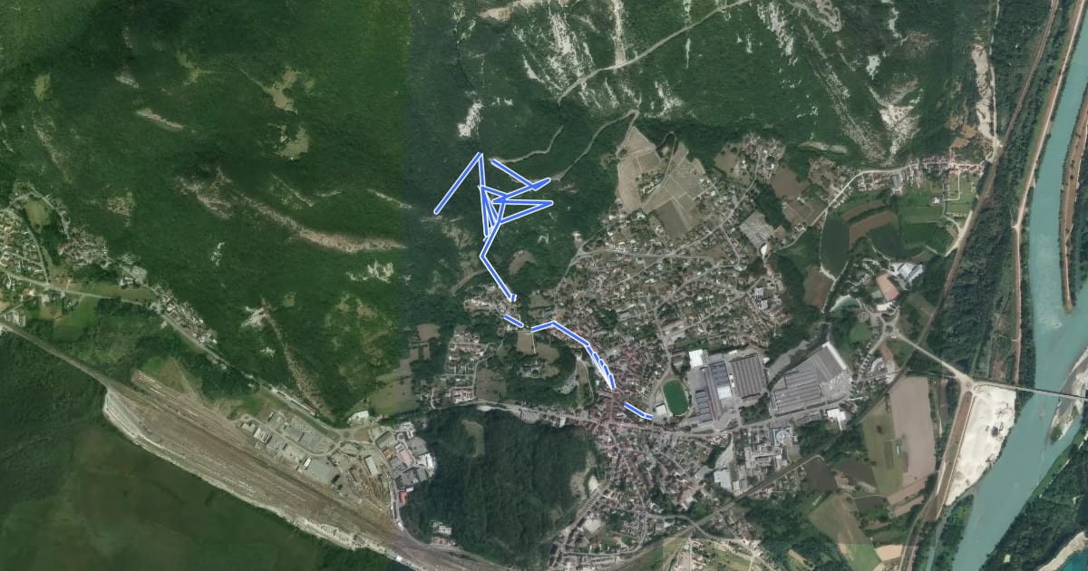 Маршрут Circuit des cascades de la Magnine на спутниковом снимке
