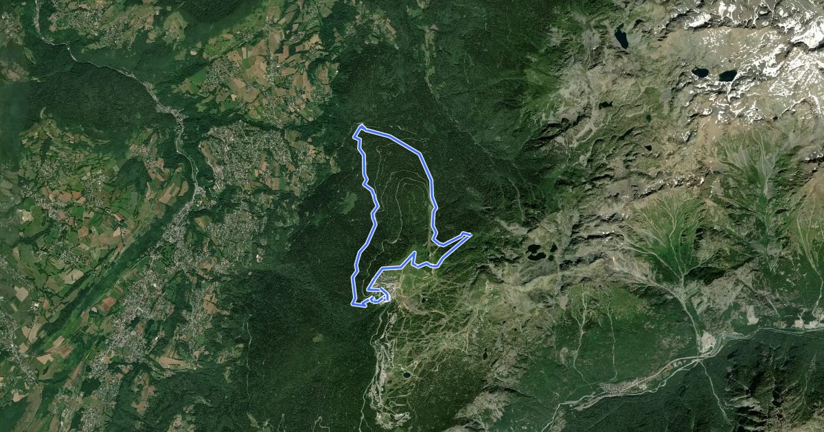 Маршрут Circuit des Cimes на спутниковом снимке
