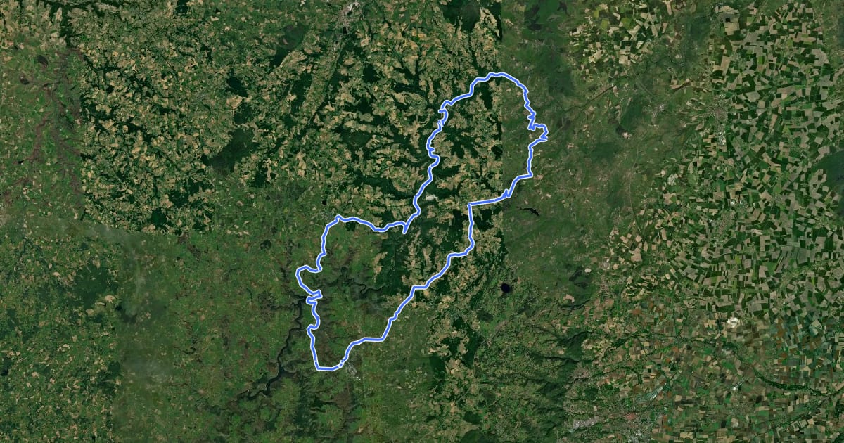 Маршрут Circuit des Combrailles - Au fil de la Sioule на спутниковом снимке