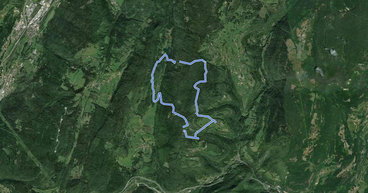 Маршрут Circuit des Dinausaures на спутниковом снимке