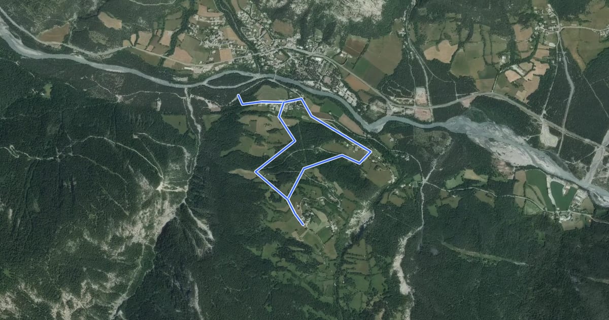 Маршрут Circuit des hameaux на спутниковом снимке