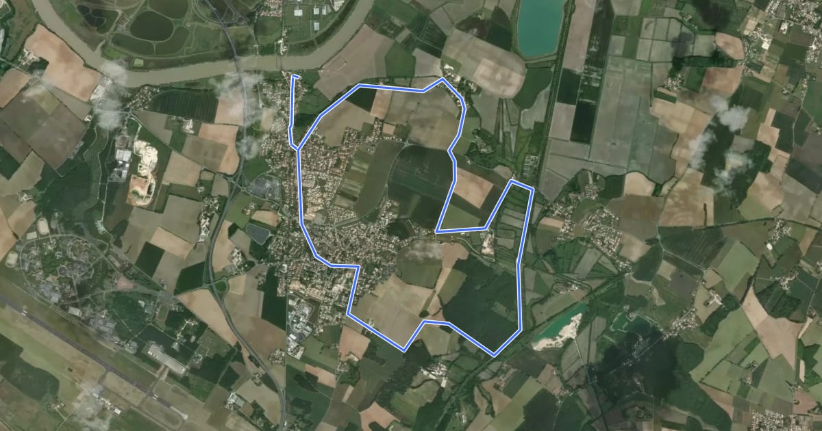 Маршрут Circuit des Puits et Fontaines на спутниковом снимке