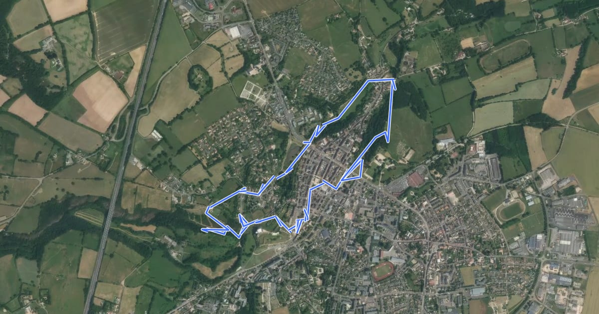 Маршрут Circuit des Remparts de Falaise variante nature на спутниковом снимке