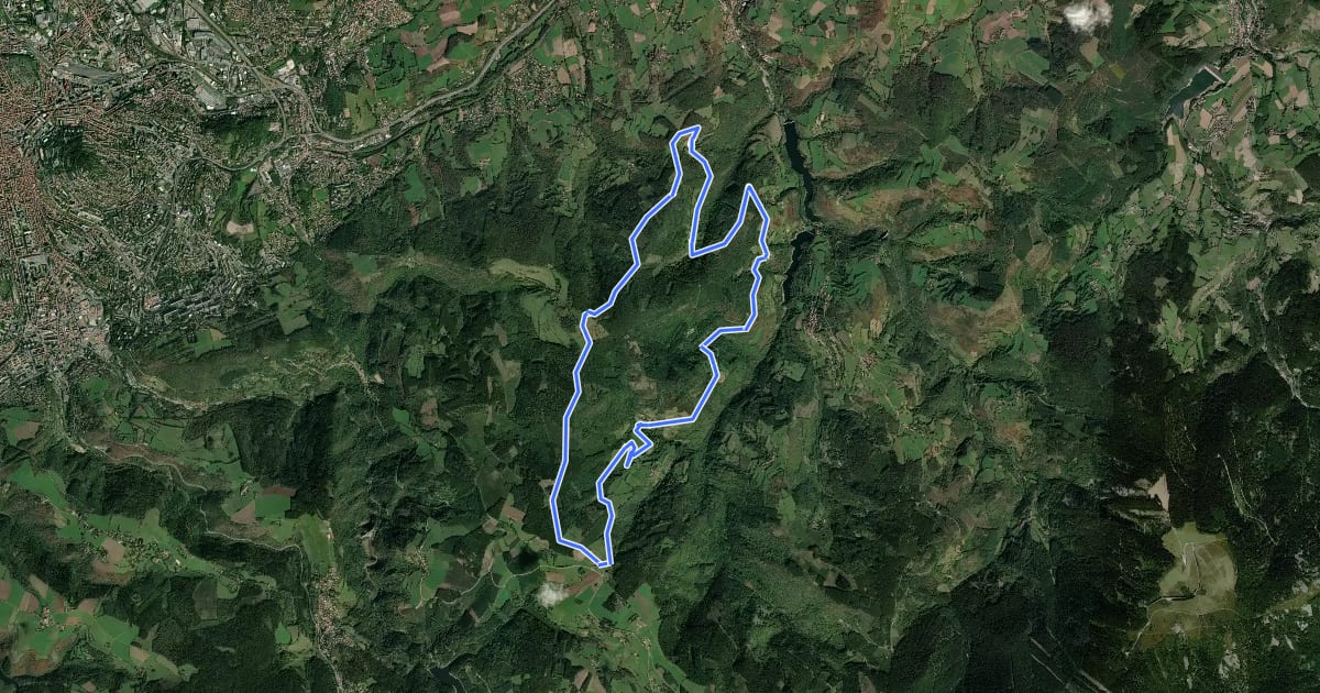 Маршрут Circuit du Chirat ou des hameaux perdus на спутниковом снимке