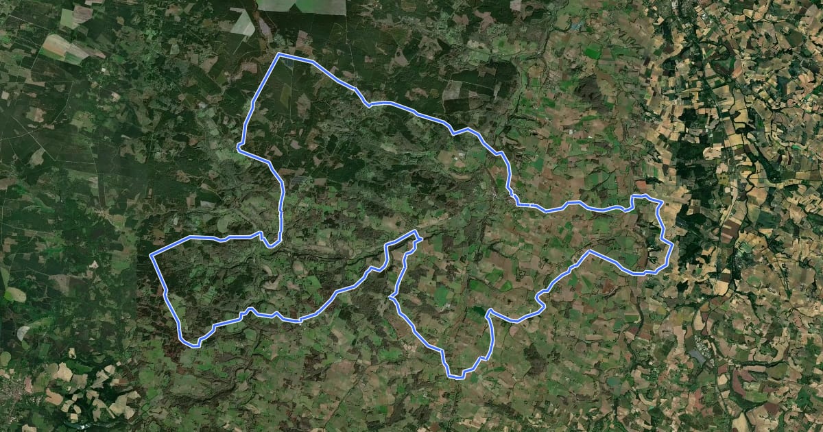 Маршрут Circuit Mézinais - Ténarèze - 75 km на спутниковом снимке