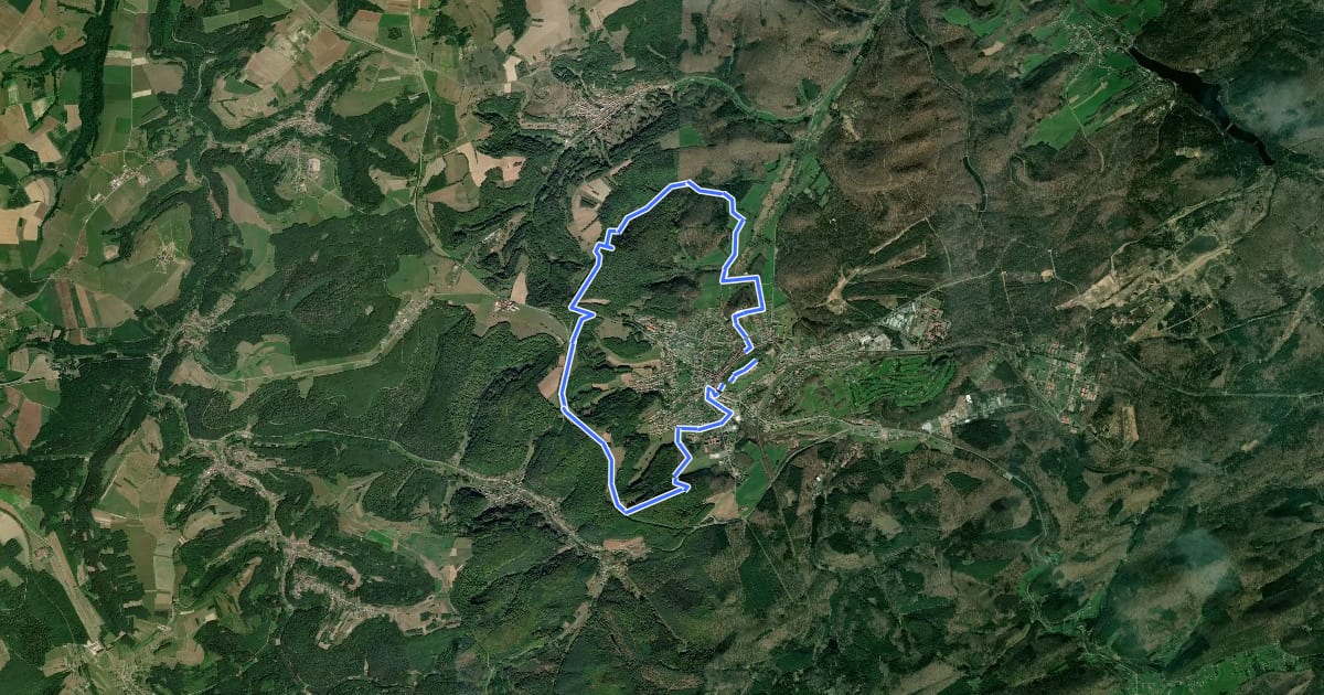 Маршрут Circuit panoramique autour de Bitche на спутниковом снимке