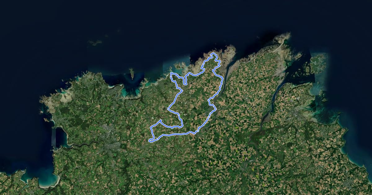 Маршрут Circuit Touristique du Trégor Côte d'Ajoncs на спутниковом снимке