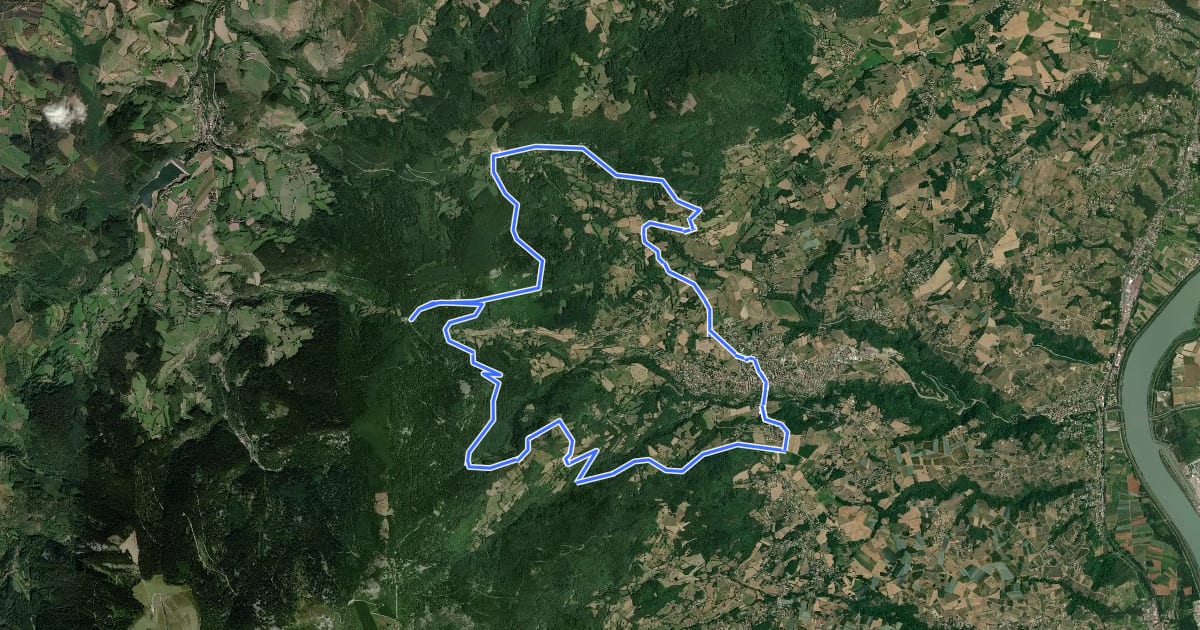 Маршрут Circuit VTT de la jonction Pélussin Collet de Doizieux на спутниковом снимке