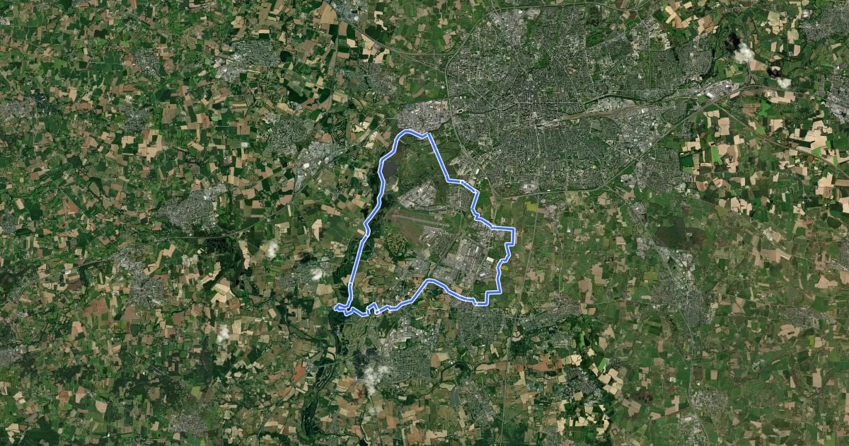 Маршрут Circuit VTT en Pays de Rennes n°15: Les Étangs d'Apigné на спутниковом снимке