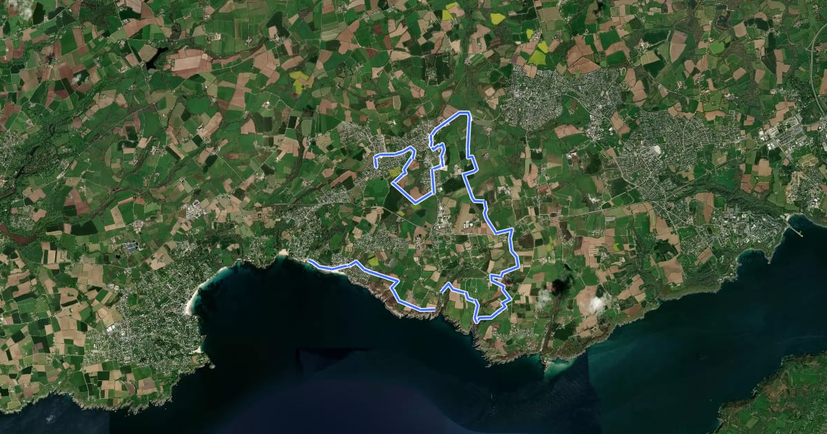 Маршрут Circuit VTT n°3 et 4 Pays d'Iroise на спутниковом снимке