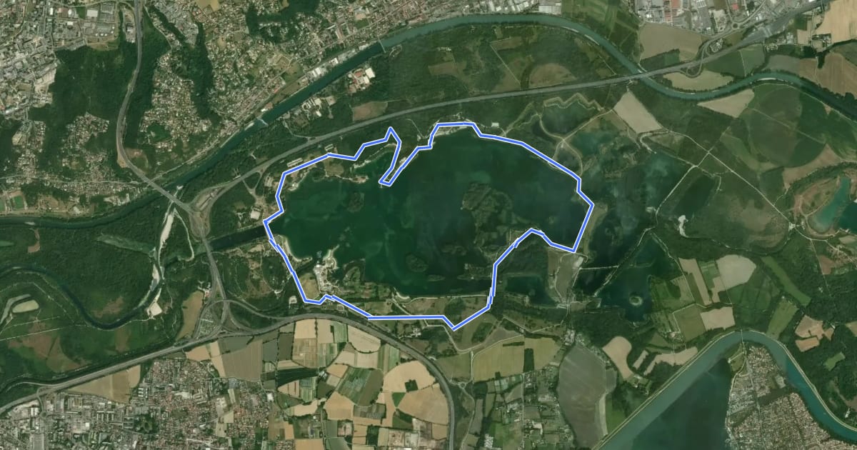Маршрут Circuit VTT n°3 Miribel : Tour du lac на спутниковом снимке