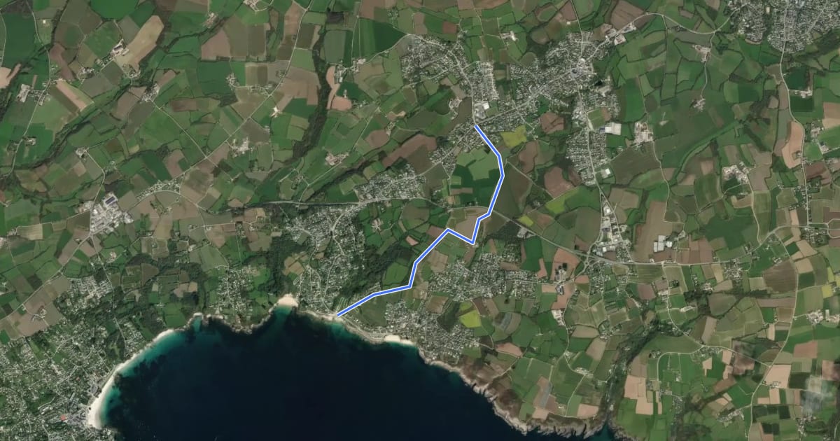 Маршрут Circuit VTT n°3 Pays d'Iroise на спутниковом снимке