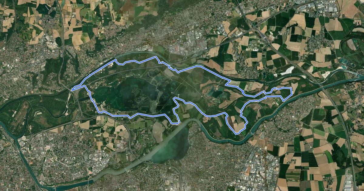 Маршрут Circuit VTT n°5 Miribel : le Milieu на спутниковом снимке