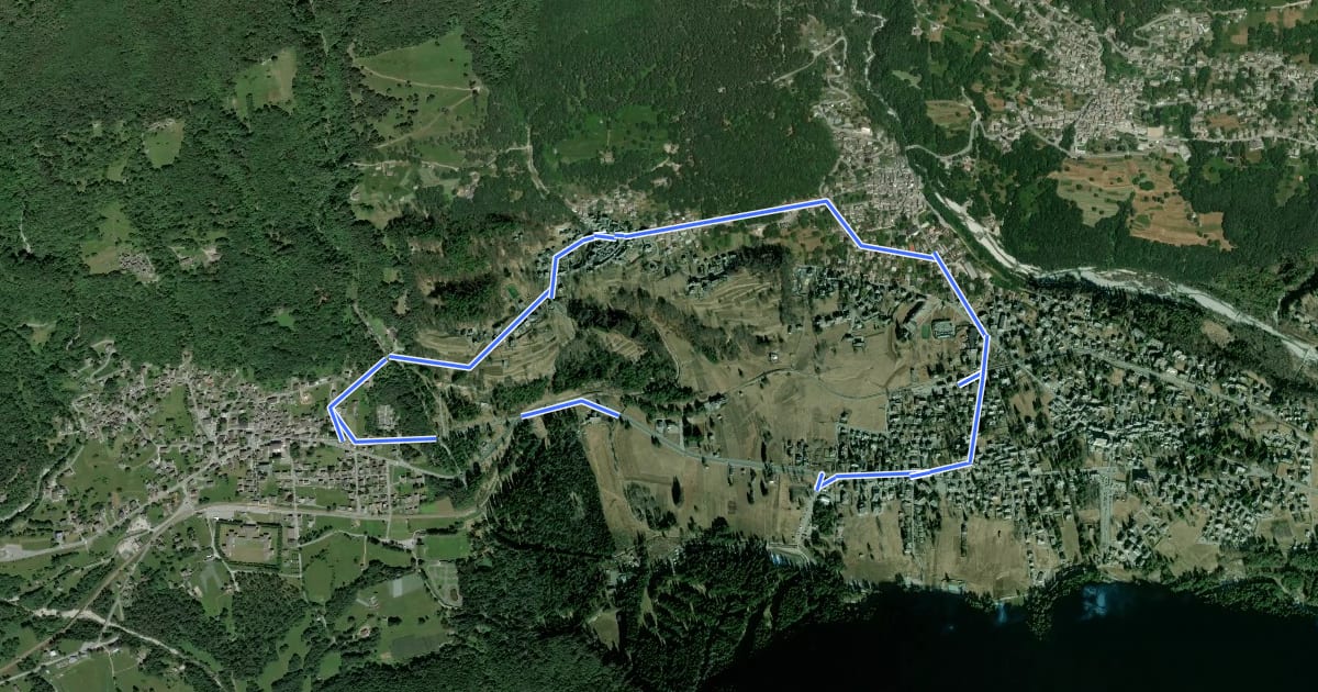 Маршрут circuito Crana-Buttogno на спутниковом снимке