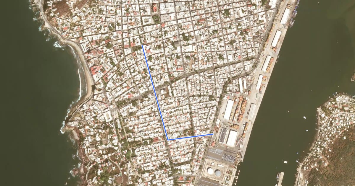 Маршрут Circuito Cruceros на спутниковом снимке