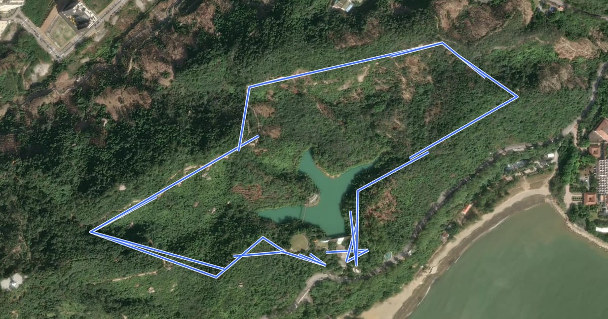 Маршрут 黑沙水庫家樂徑 Circuito da Barragem de Hác-Sá на спутниковом снимке