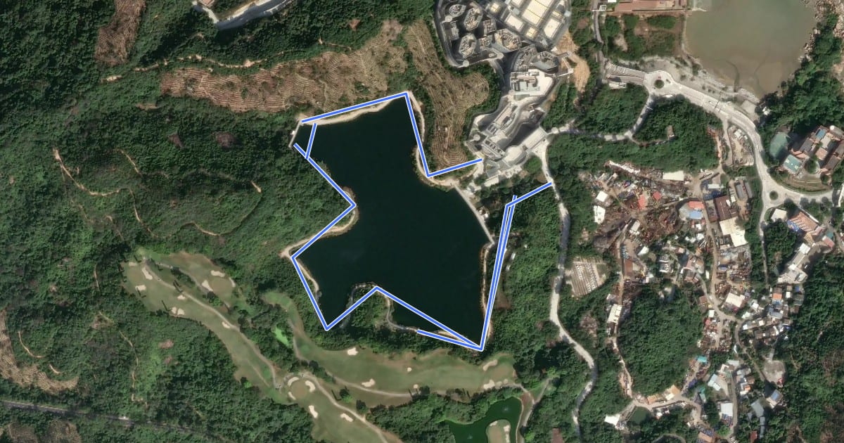 Маршрут 九澳水庫環湖徑 Circuito da Barragem de Ká Hó на спутниковом снимке