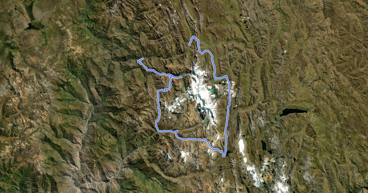 Маршрут Circuito de Huayhuash на спутниковом снимке