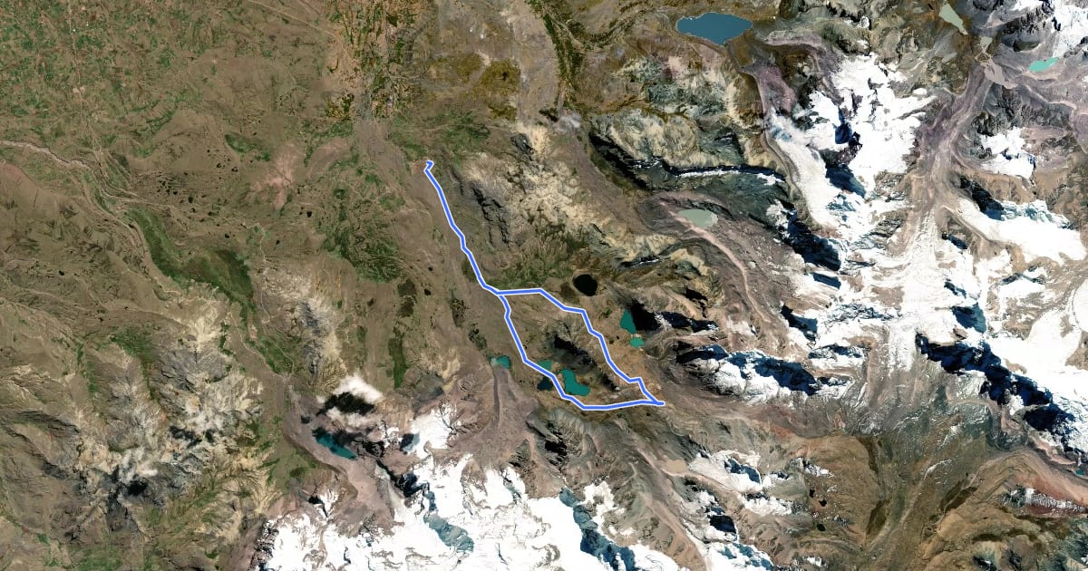 Маршрут Circuito de las 7 lagunas на спутниковом снимке
