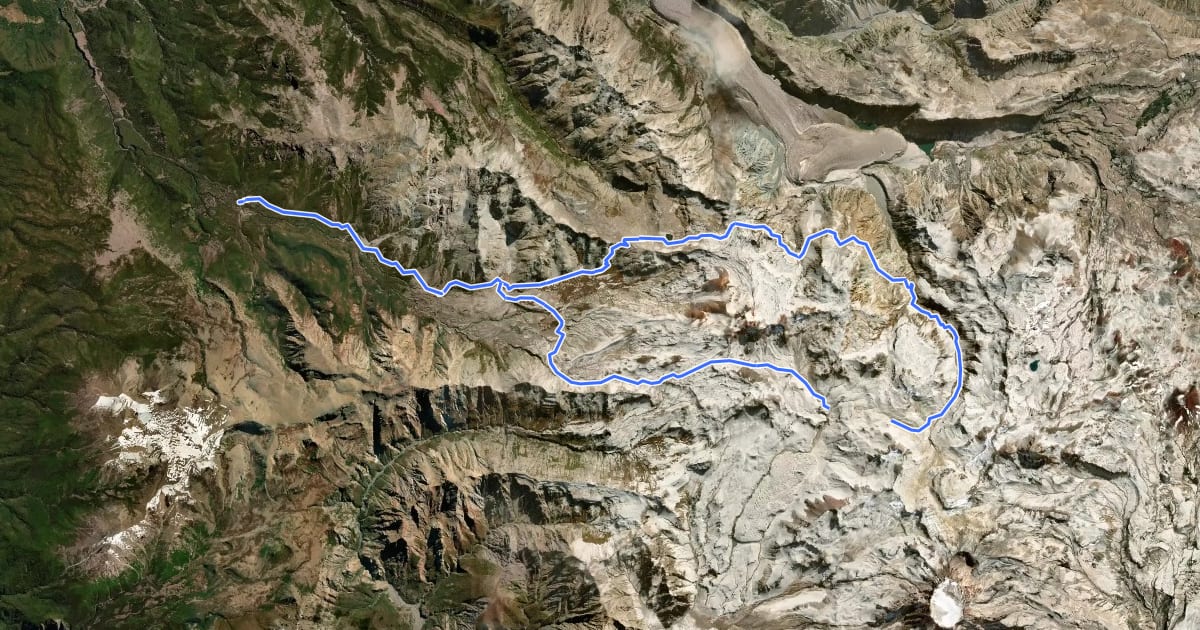 Маршрут Circuito Termas del Azufre - Laguna Manantial Pelado на спутниковом снимке