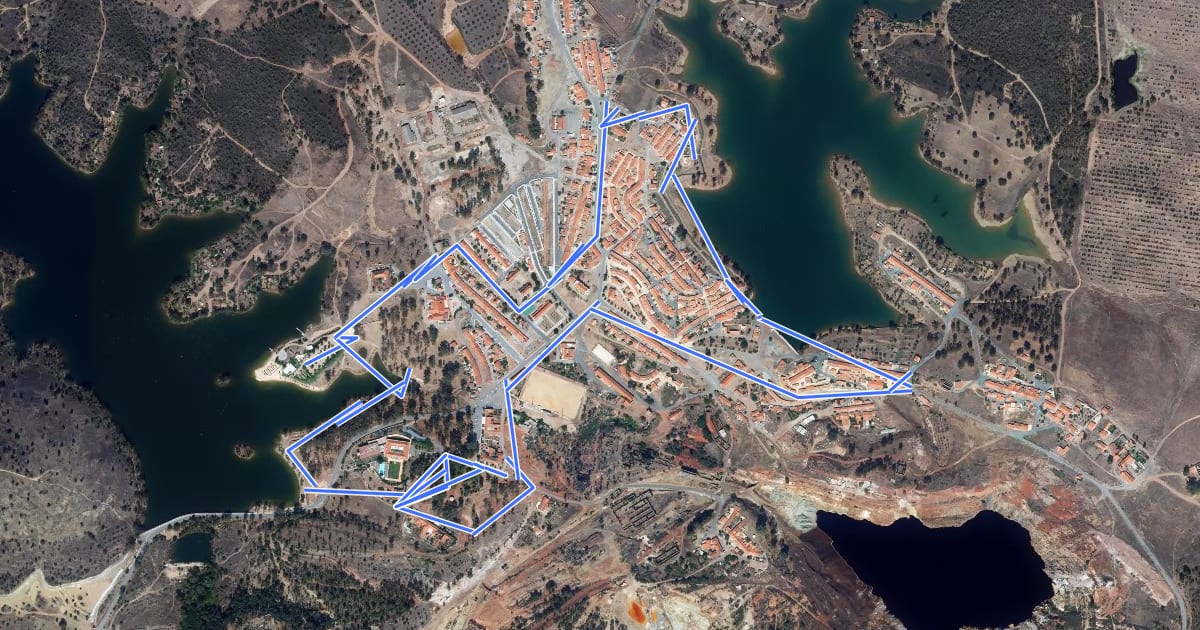 Маршрут Circuito Urbano Mina de São Domingos на спутниковом снимке