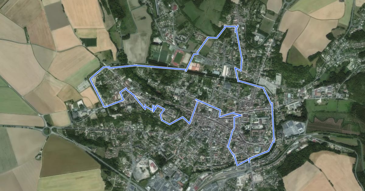 Маршрут Cité médiévale de Provins на спутниковом снимке