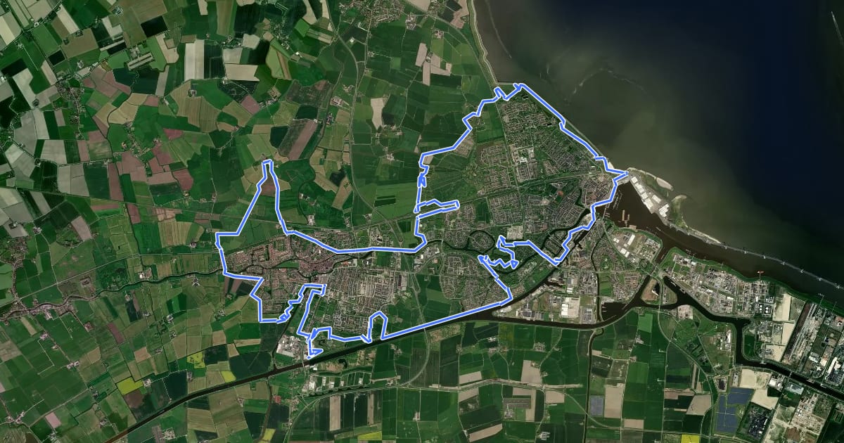 Маршрут City MTBroute Eemsdelta (Delfzijl) на спутниковом снимке