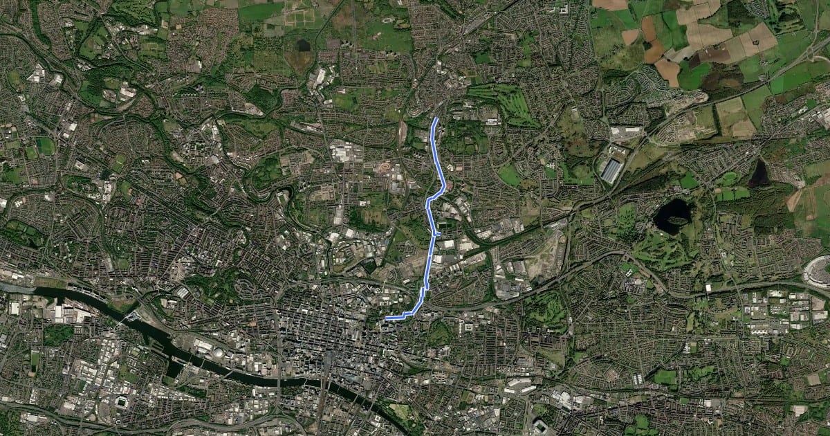 Маршрут City Quietway (Townhead-Springburn) на спутниковом снимке