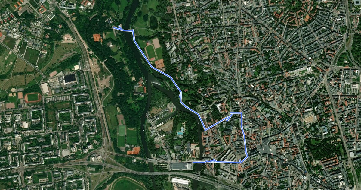 Маршрут City Route Halle на спутниковом снимке