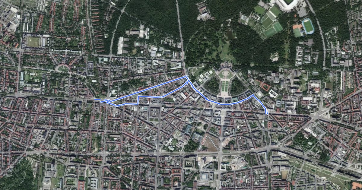Маршрут City-Route Nord на спутниковом снимке