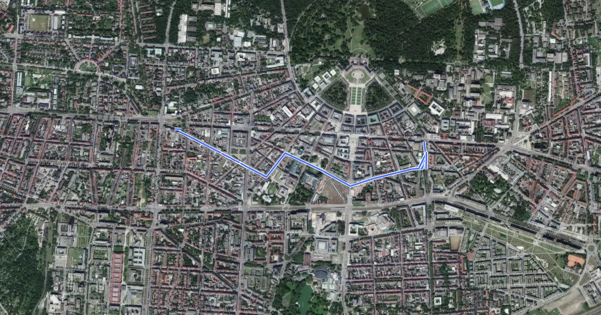 Маршрут City-Route Süd на спутниковом снимке