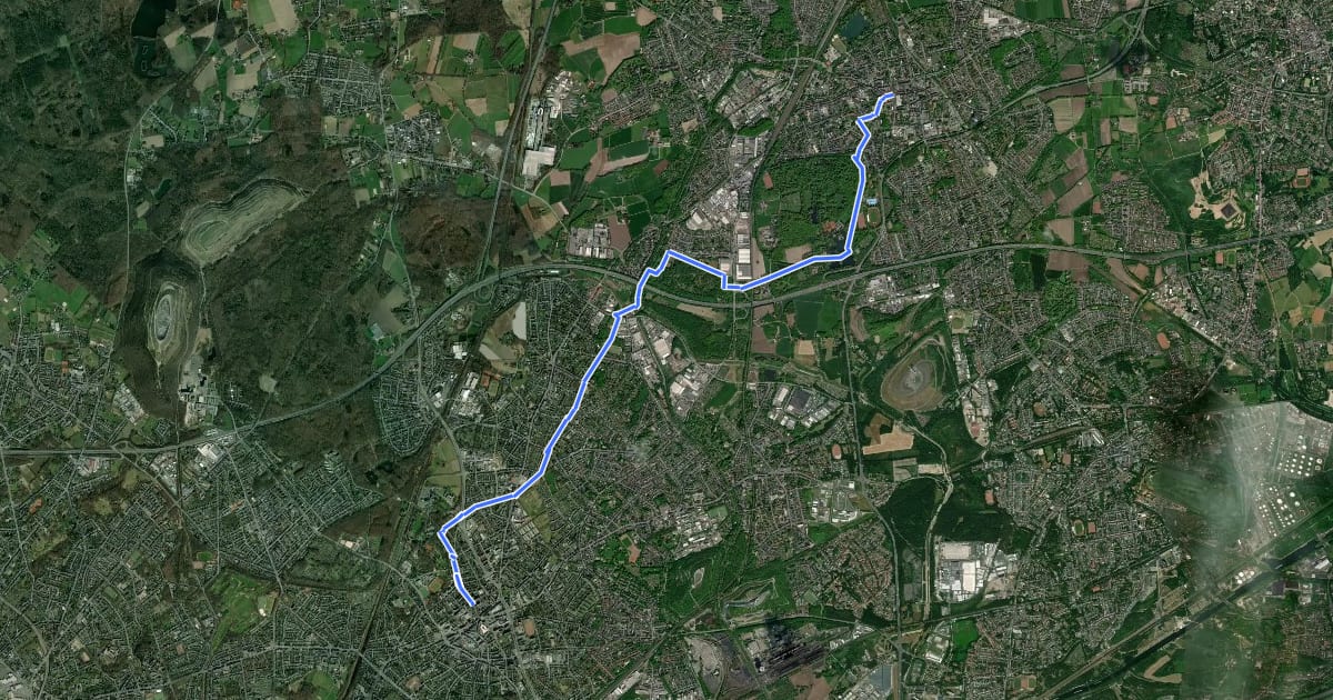 Маршрут City-Trail Bottrop-Gladbeck на спутниковом снимке