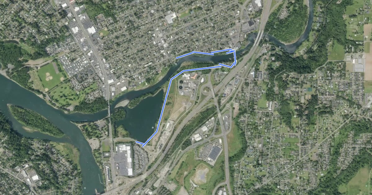 Маршрут Clackamas River Greenway на спутниковом снимке
