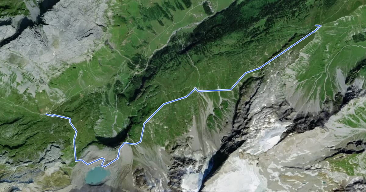 Маршрут Clariden Höhenweg на спутниковом снимке