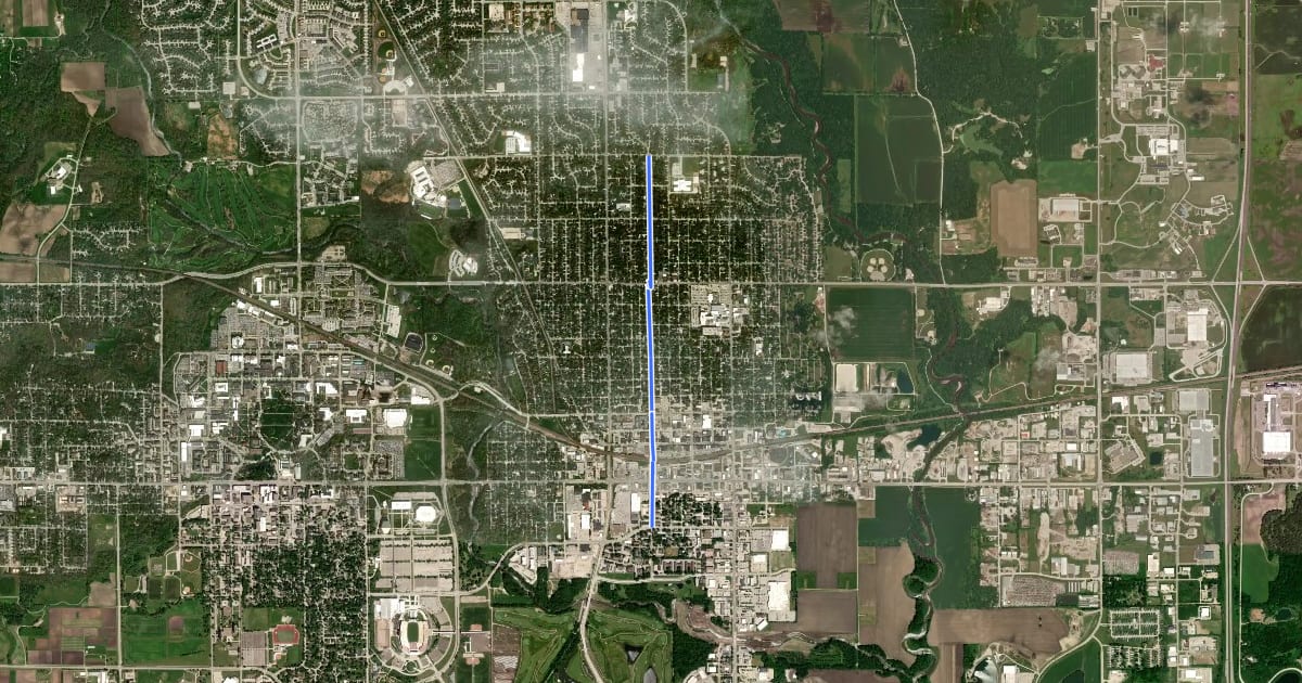 Маршрут Clark Avenue на спутниковом снимке