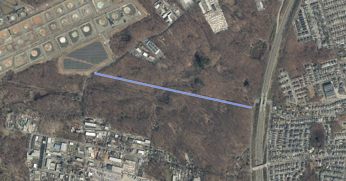 Маршрут Clay Pit Pond Road на спутниковом снимке