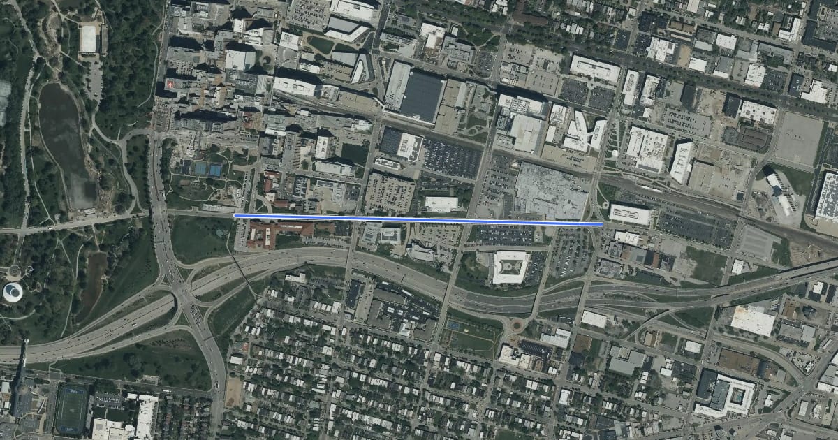 Маршрут Clayton Avenue на спутниковом снимке