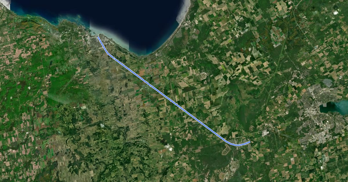 Маршрут Clearview Collingwood Train Trail на спутниковом снимке