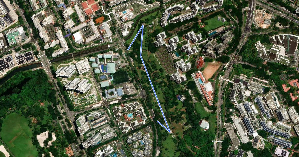 Маршрут Clementi Woods Park на спутниковом снимке