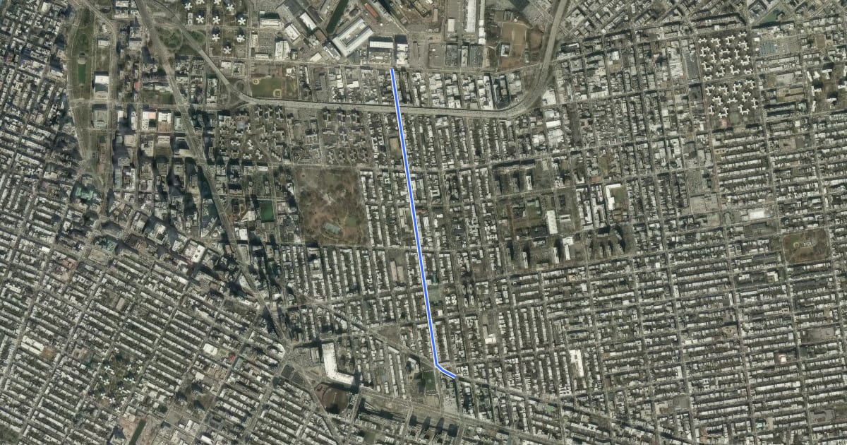 Маршрут Clermont Avenue на спутниковом снимке