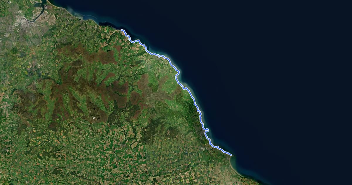 Маршрут Cleveland Way на спутниковом снимке