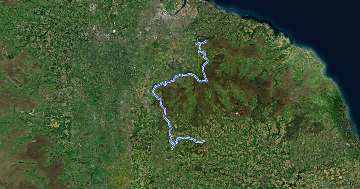 Маршрут Cleveland Way на спутниковом снимке