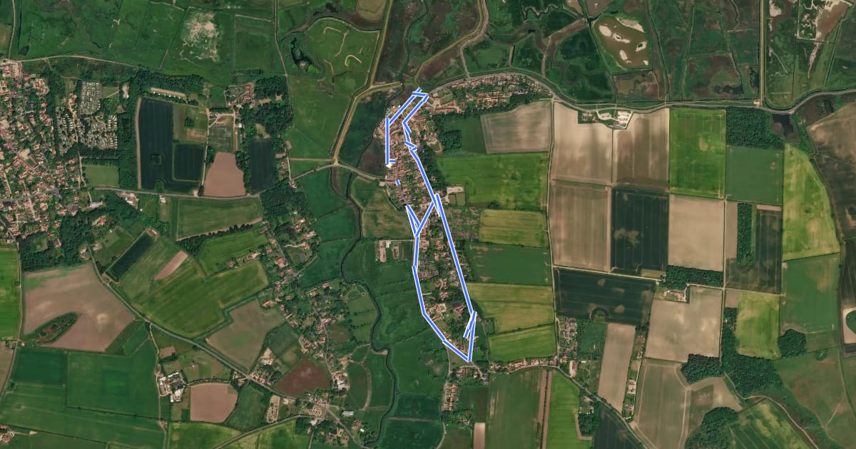 Маршрут Cley Heritage Walk на спутниковом снимке