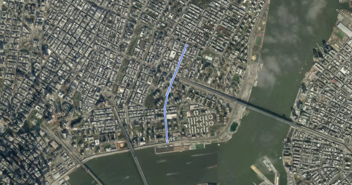 Маршрут Clinton Street на спутниковом снимке
